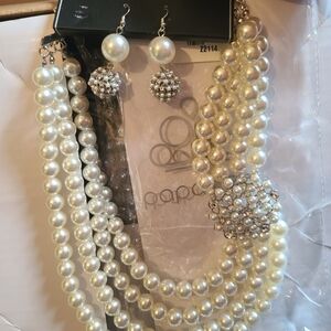 Paparazzi White Pearl Necklace Set